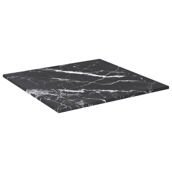 vidaXL Tabletop Black 30x30 cm 6 mm Tempered Glass Marble Look