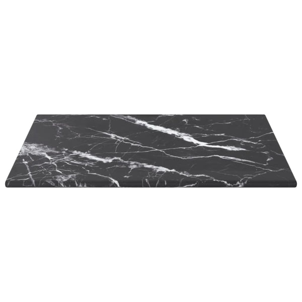 vidaXL Tabletop Black 30x30 cm 6 mm Tempered Glass Marble Look