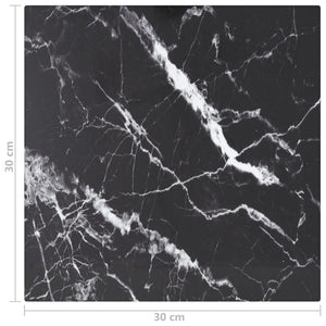 vidaXL Tabletop Black 30x30 cm 6 mm Tempered Glass Marble Look