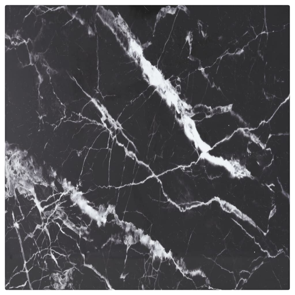 vidaXL Tabletop Black 40x40 cm 6 mm Tempered Glass Marble Look