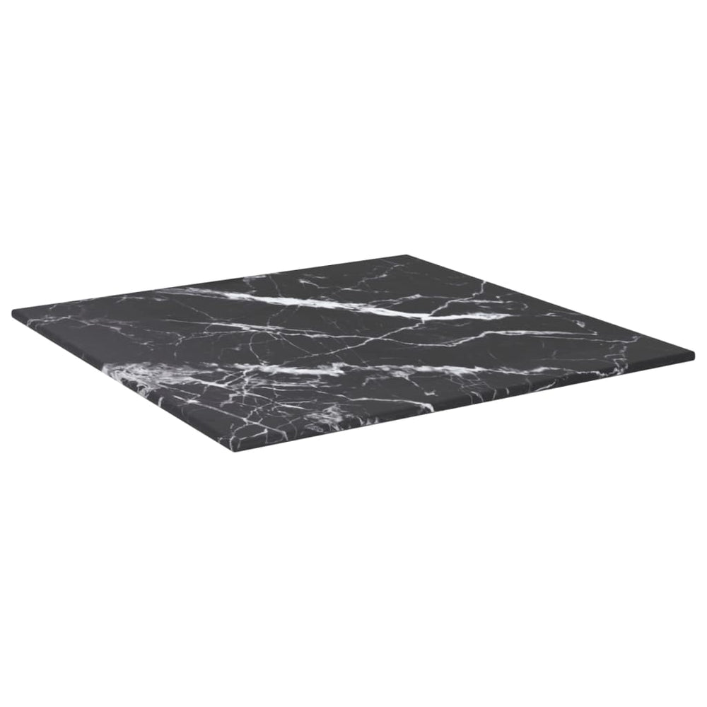 vidaXL Tabletop Black 40x40 cm 6 mm Tempered Glass Marble Look