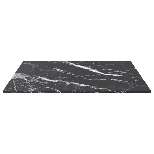 vidaXL Tabletop Black 40x40 cm 6 mm Tempered Glass Marble Look