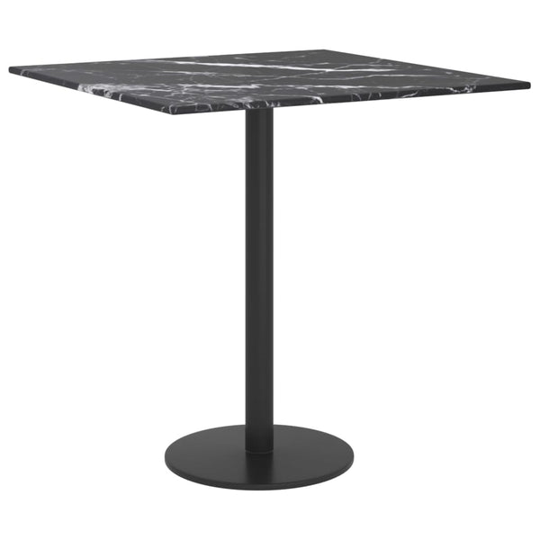 vidaXL Tabletop Black 40x40 cm 6 mm Tempered Glass Marble Look