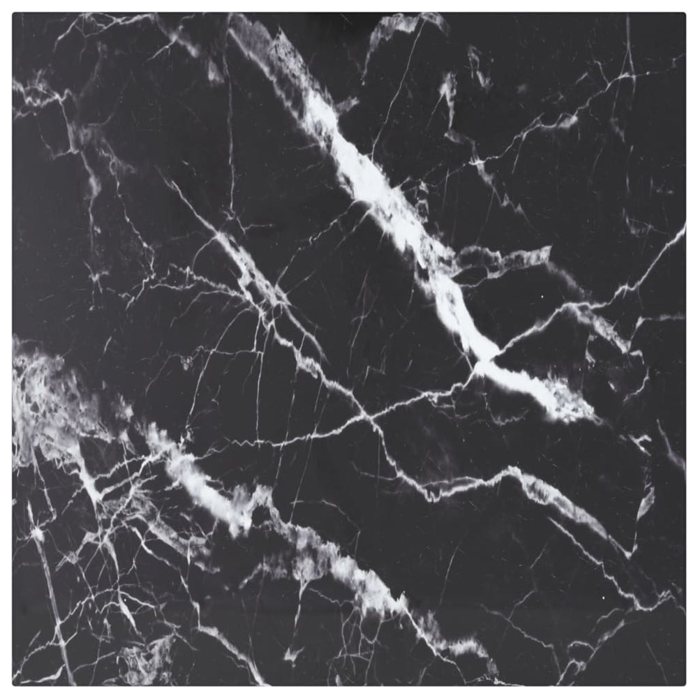 vidaXL Tabletop Black 50x50 cm 6 mm Tempered Glass in Marble Look