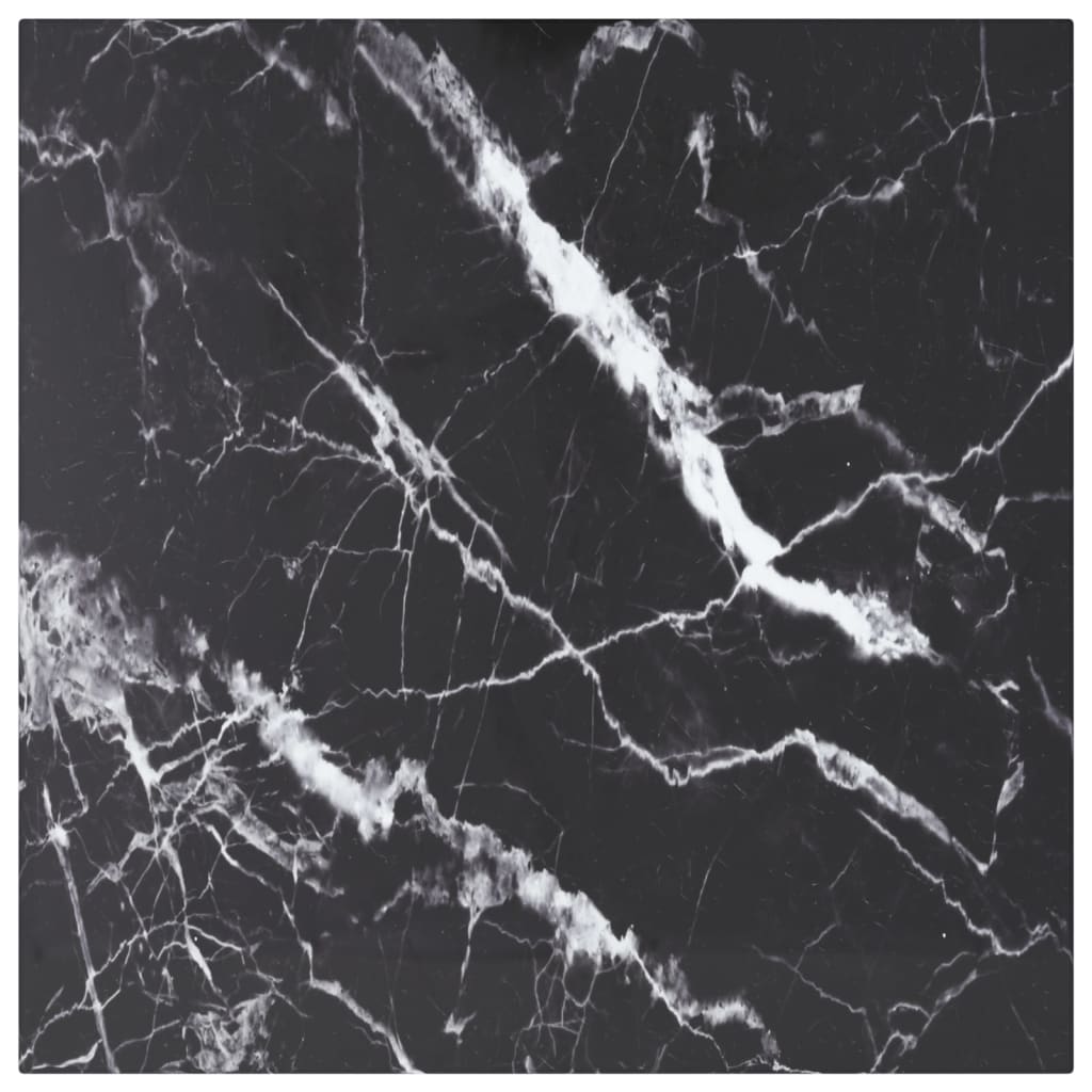 vidaXL Tabletop Black 50x50 cm 6 mm Tempered Glass in Marble Look