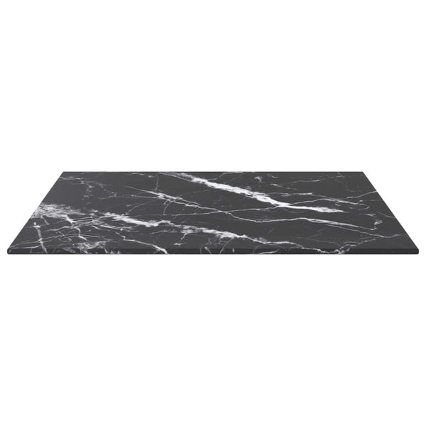 vidaXL Tabletop Black 50x50 cm 6 mm Tempered Glass in Marble Look