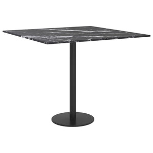 vidaXL Tabletop Black 50x50 cm 6 mm Tempered Glass in Marble Look