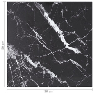 vidaXL Tabletop Black 50x50 cm 6 mm Tempered Glass in Marble Look