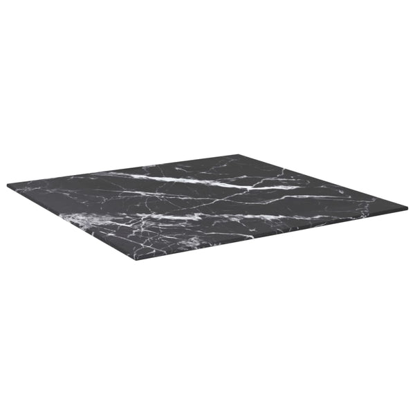 vidaXL Tabletop Black 60x60 cm 6 mm Tempered Glass Marble Look