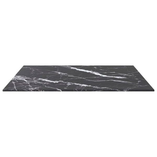 vidaXL Tabletop Black 60x60 cm 6 mm Tempered Glass Marble Look