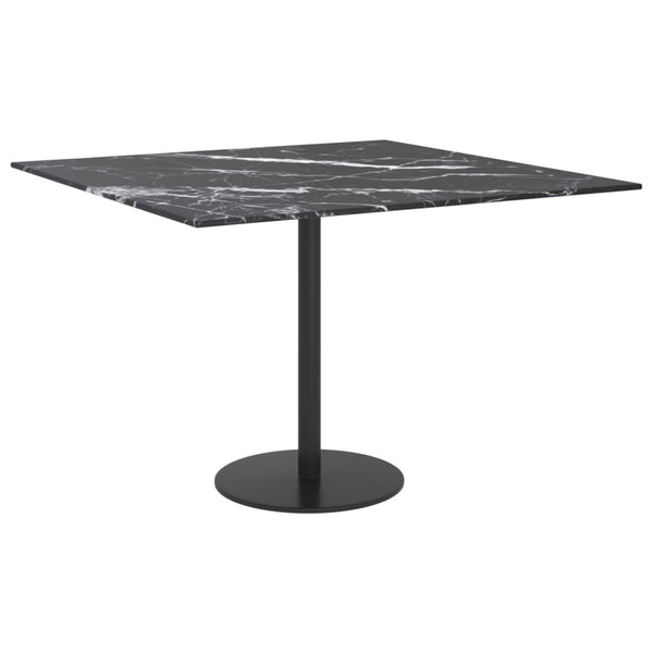 vidaXL Tabletop Black 60x60 cm 6 mm Tempered Glass Marble Look