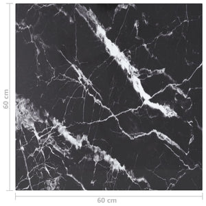 vidaXL Tabletop Black 60x60 cm 6 mm Tempered Glass Marble Look