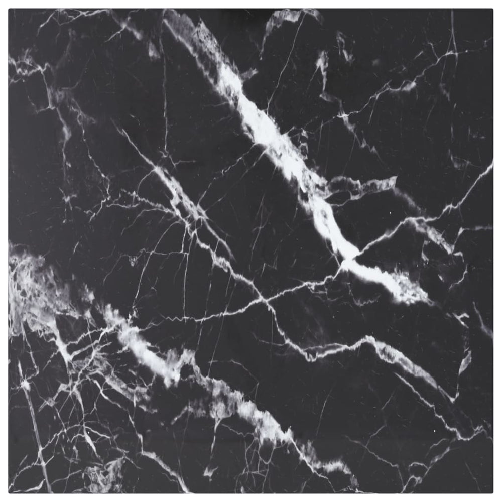 vidaXL Tabletop Black 70x70 cm 6 mm Tempered Glass Marble Look