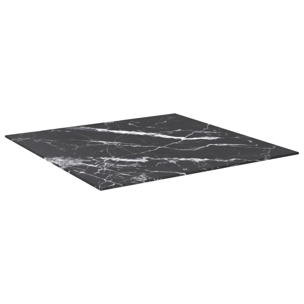 vidaXL Tabletop Black 70x70 cm 6 mm Tempered Glass Marble Look