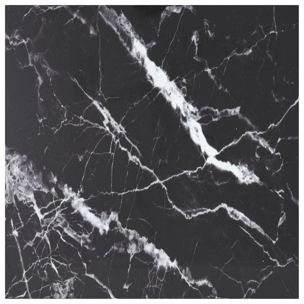 vidaXL Tabletop Black 80x80 cm 6 mm Tempered Glass Marble Look