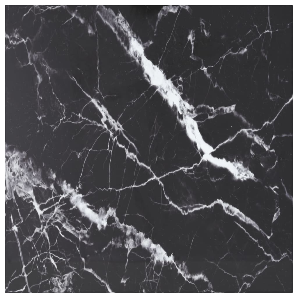 vidaXL Tabletop Black 80x80 cm 6 mm Tempered Glass Marble Look
