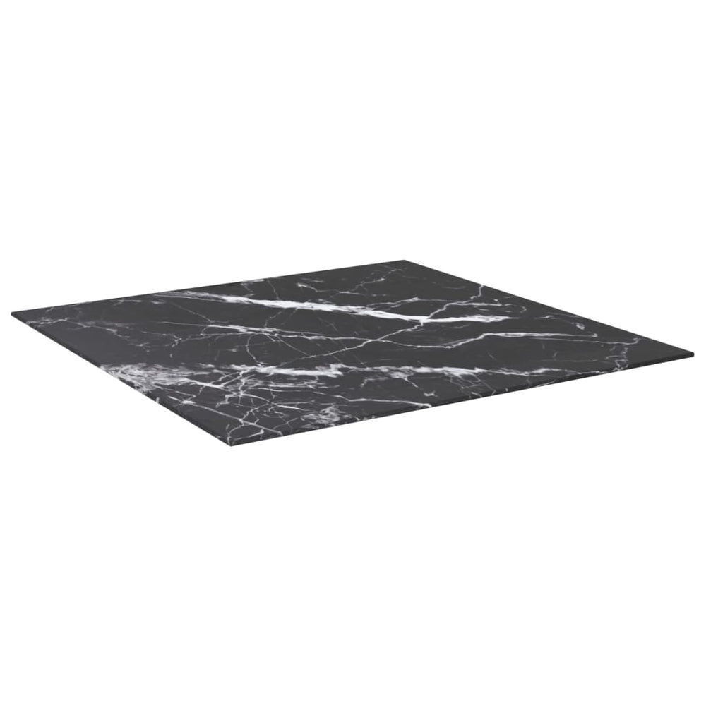 vidaXL Tabletop Black 80x80 cm 6 mm Tempered Glass Marble Look