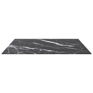 vidaXL Tabletop Black 80x80 cm 6 mm Tempered Glass Marble Look