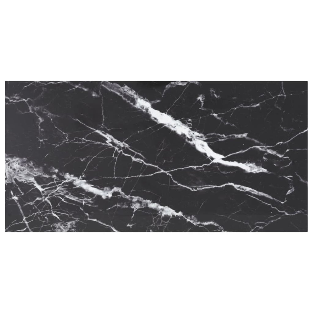 vidaXL Tabletop Black 100x50 cm 6 mm Tempered Glass Marble Look