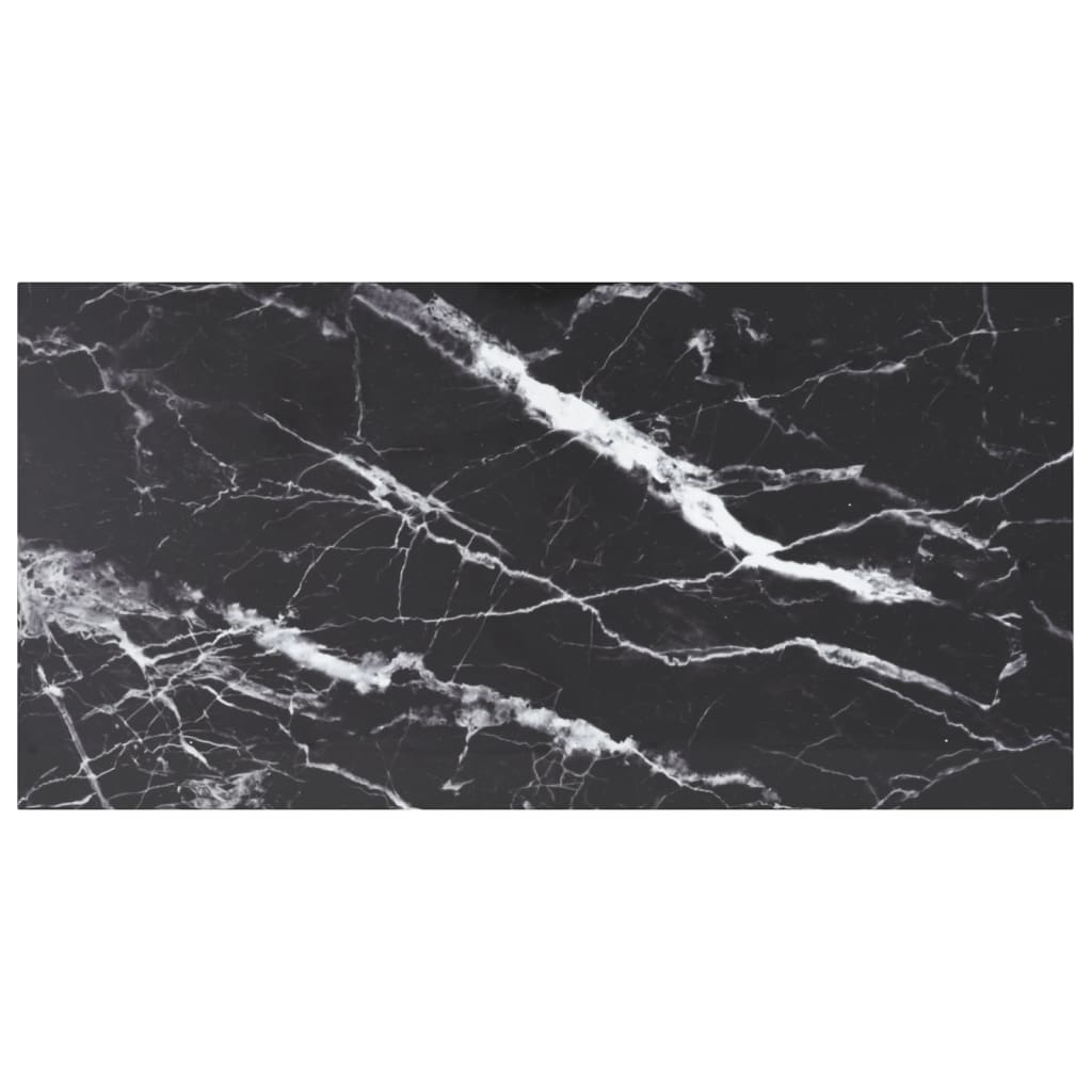 vidaXL Tabletop Black 100x50 cm 6 mm Tempered Glass Marble Look