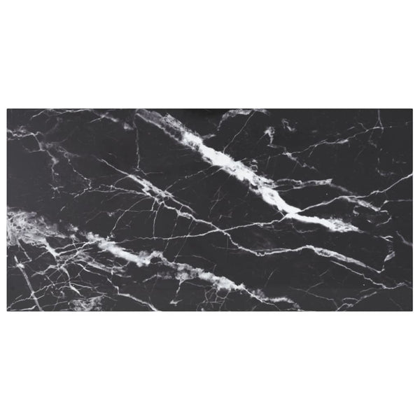 vidaXL Tabletop Black 100x50 cm 6 mm Tempered Glass Marble Look