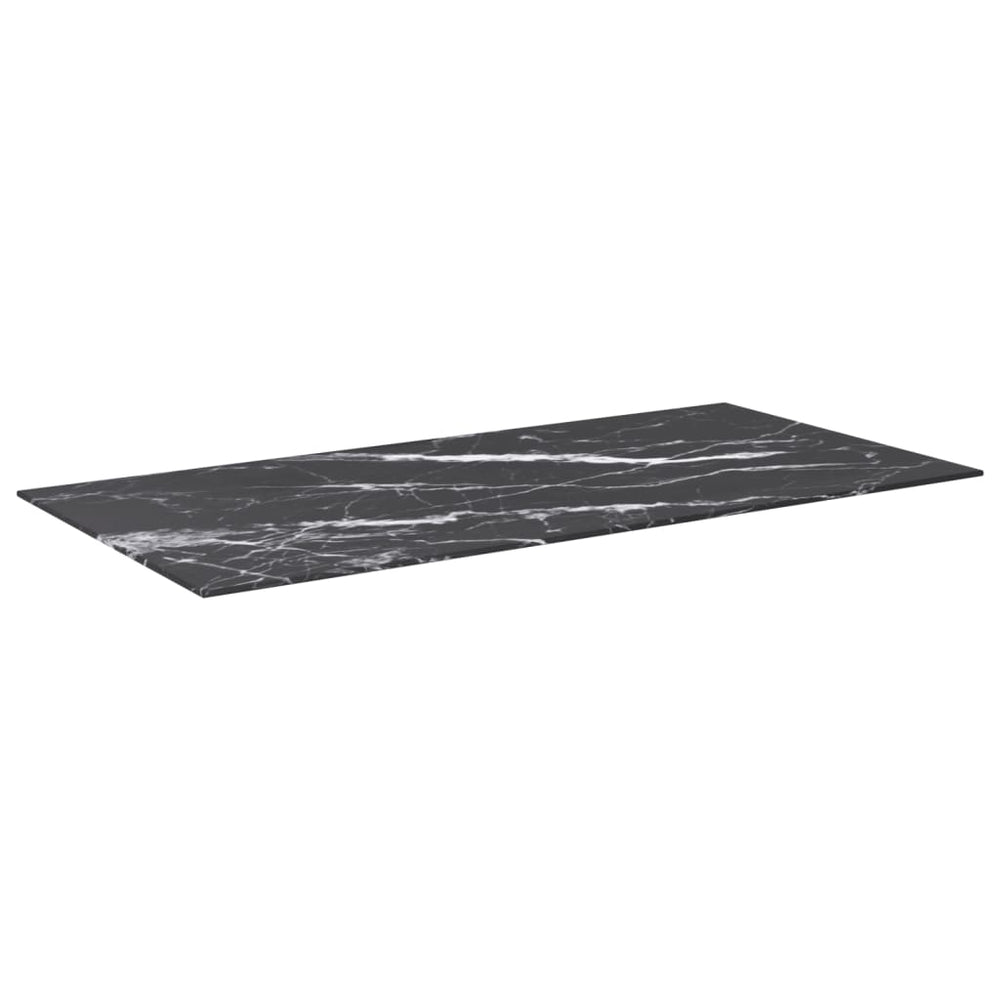 vidaXL Tabletop Black 100x50 cm 6 mm Tempered Glass Marble Look