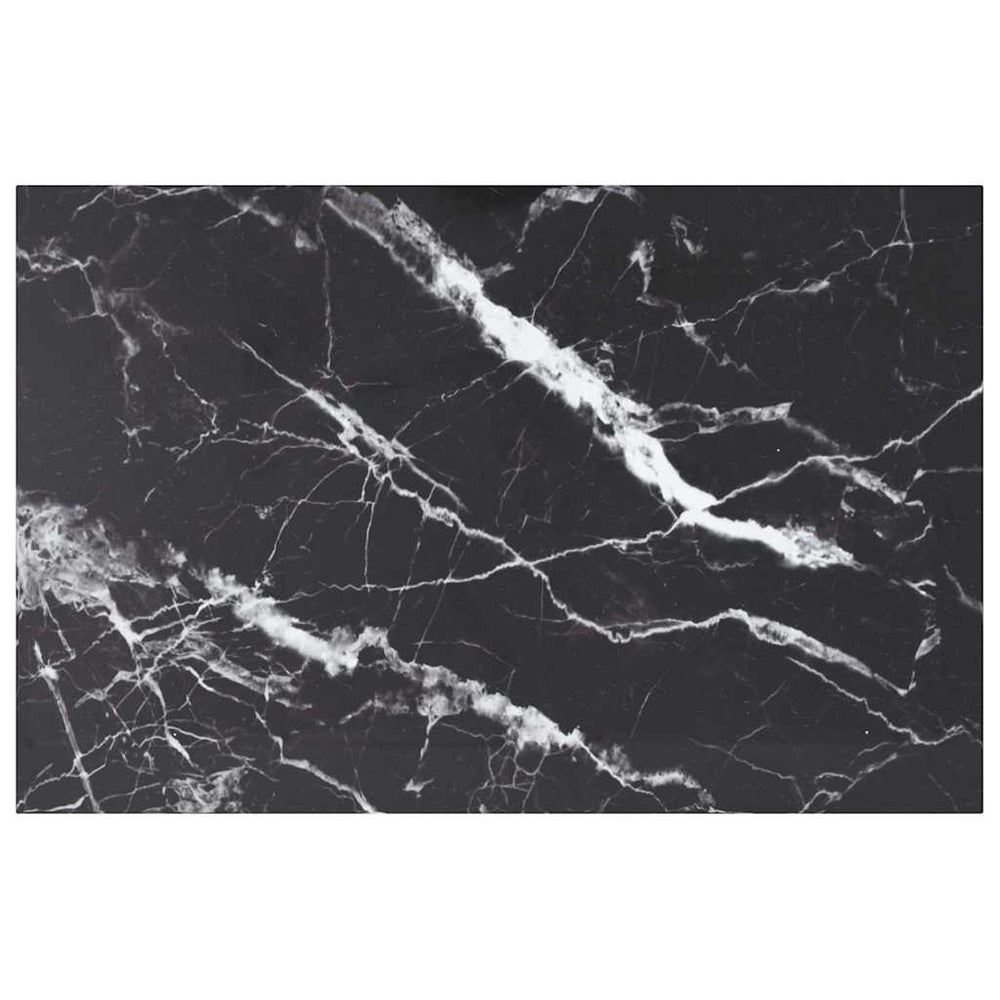vidaXL Tabletop Black 100x62 cm 8 mm Tempered Glass Marble Look