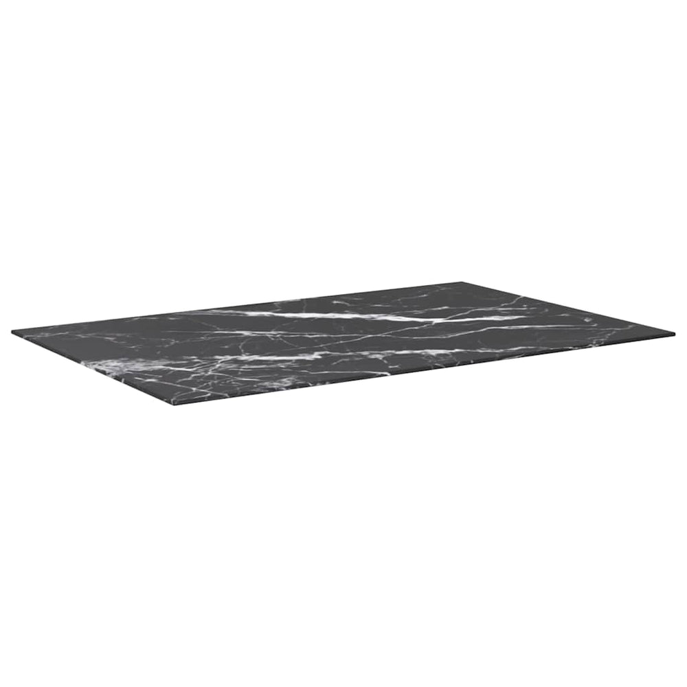 vidaXL Tabletop Black 100x62 cm 8 mm Tempered Glass Marble Look