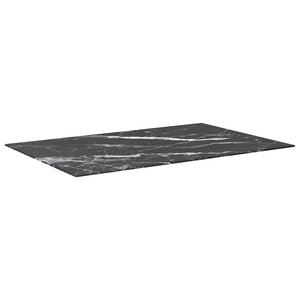 vidaXL Tabletop Black 100x62 cm 8 mm Tempered Glass Marble Look