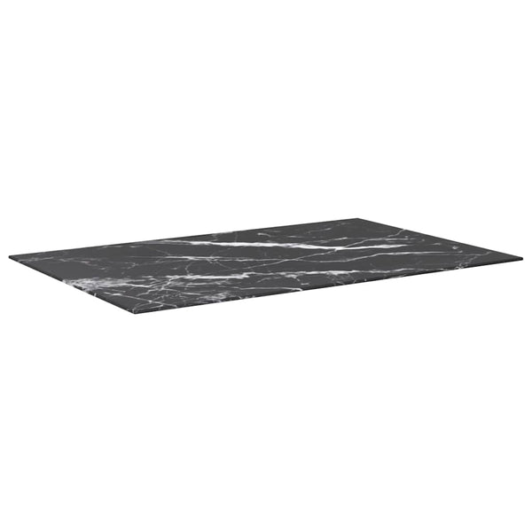vidaXL Tabletop Black 100x62 cm 8 mm Tempered Glass Marble Look