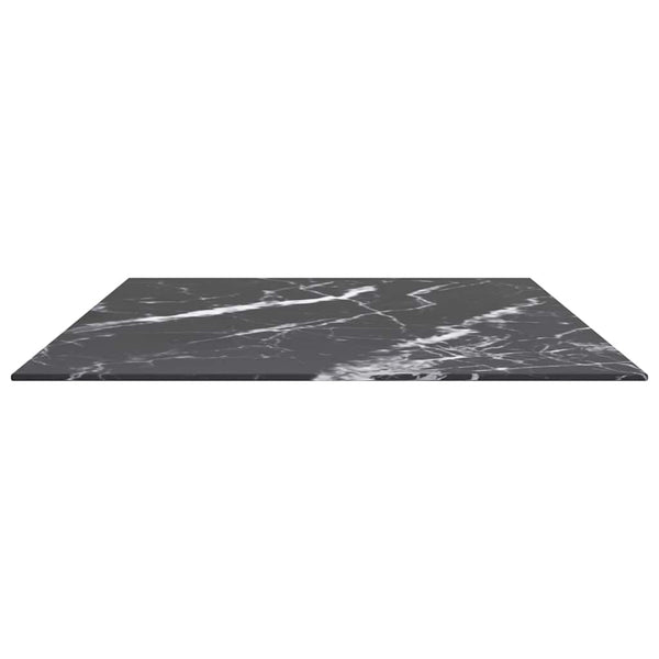 vidaXL Tabletop Black 100x62 cm 8 mm Tempered Glass Marble Look
