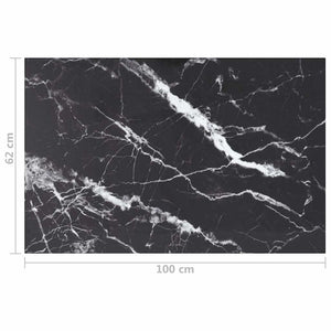 vidaXL Tabletop Black 100x62 cm 8 mm Tempered Glass Marble Look