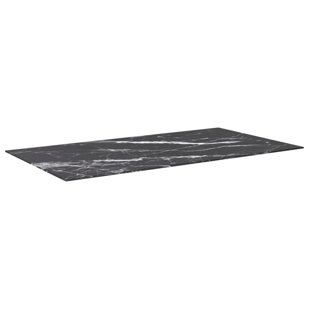 vidaXL Tabletop Black 120x65 cm 8 mm Tempered Glass Marble Look