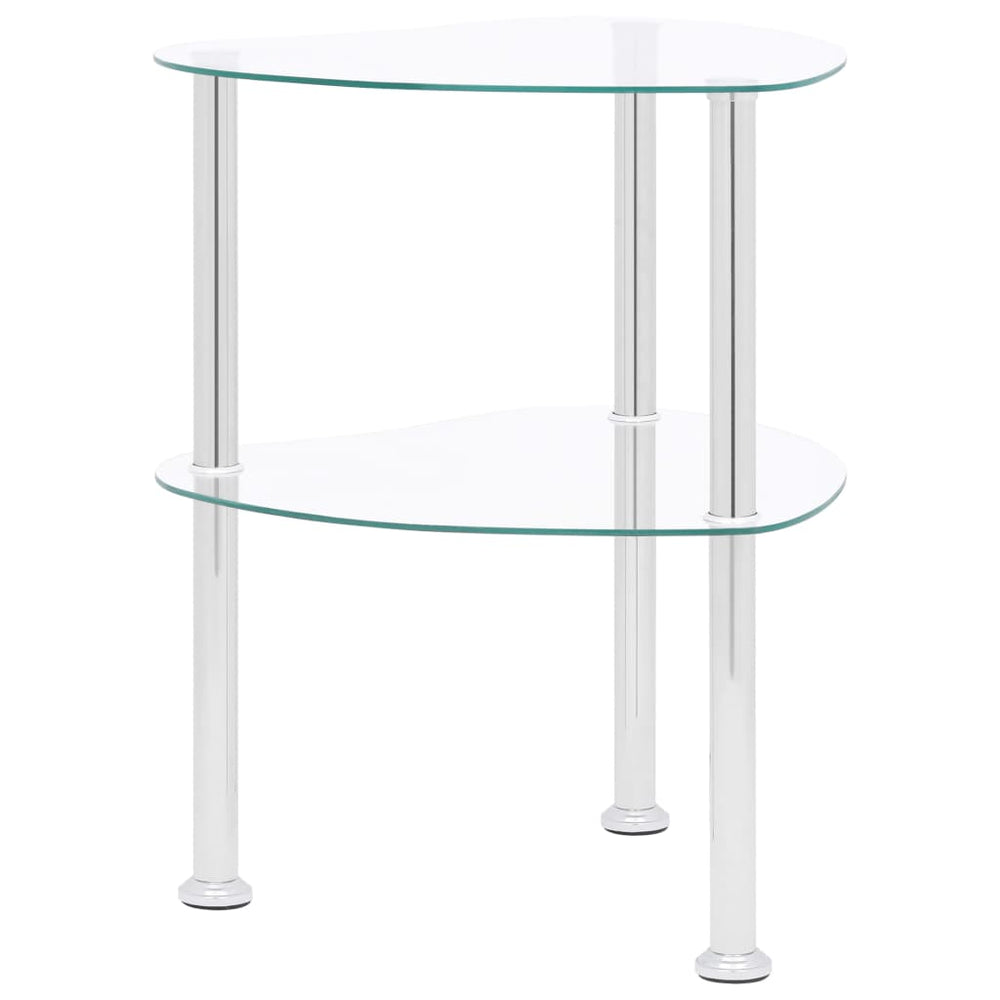 vidaXL Side Table with 2 Shelves Transparent 38x38x50 cm Tempered Glass
