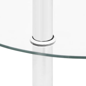 vidaXL Side Table with 2 Shelves Transparent 38 cm Tempered Glass