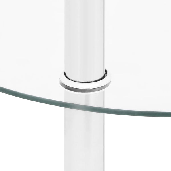 vidaXL Side Table with 2 Shelves Transparent 38 cm Tempered Glass
