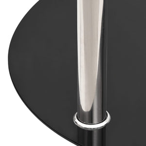 vidaXL End Table with 2 Shelves Transparent & Black 38cm Tempered Glass