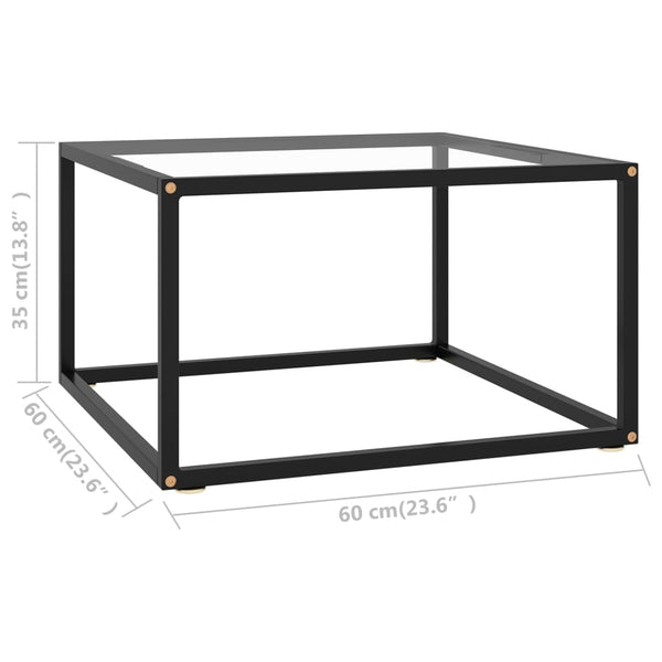 vidaXL Coffee Table Black with Tempered Glass 60x60x35 cm