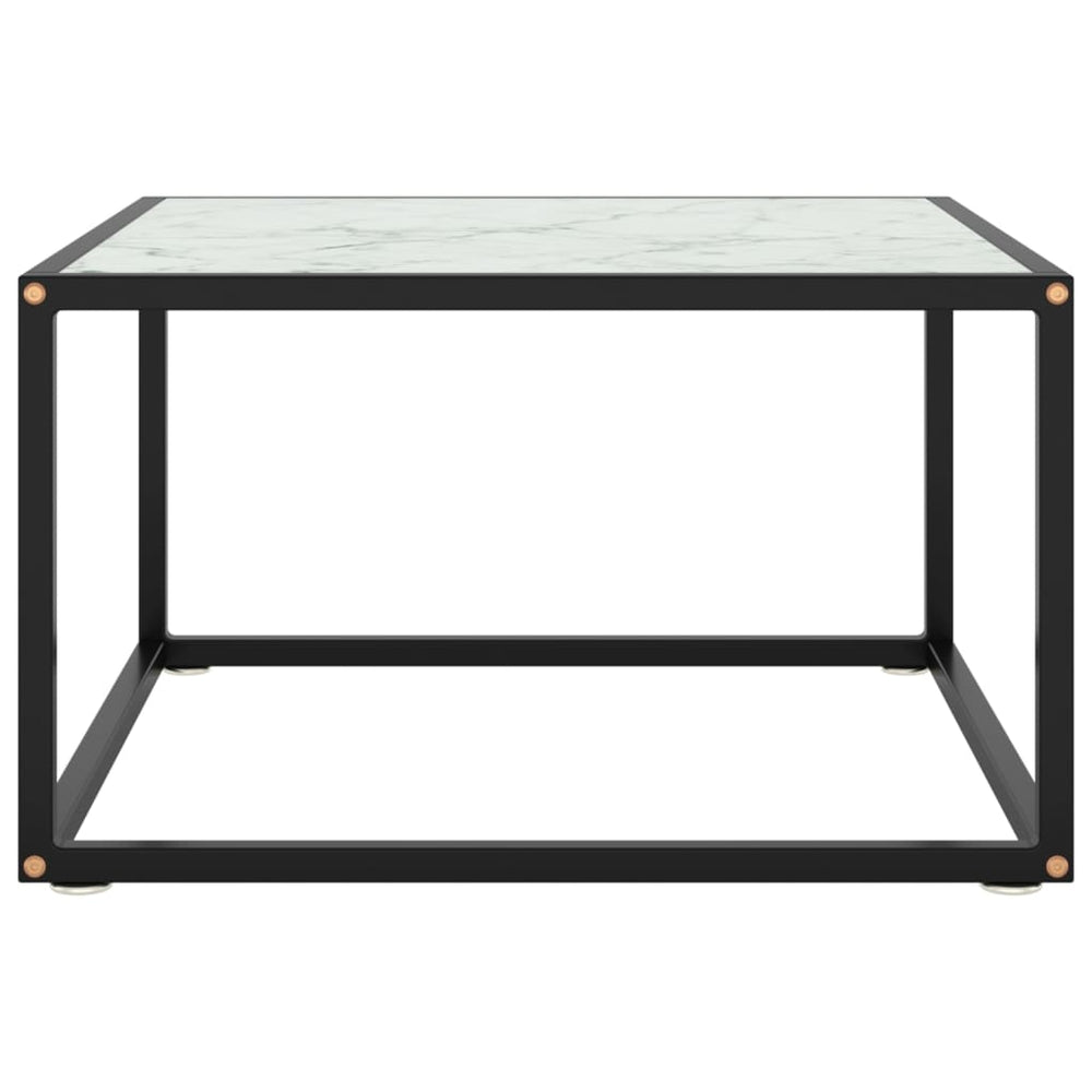 vidaXL Coffee Table Black with White Marble-Look Glass 60x60x35 cm