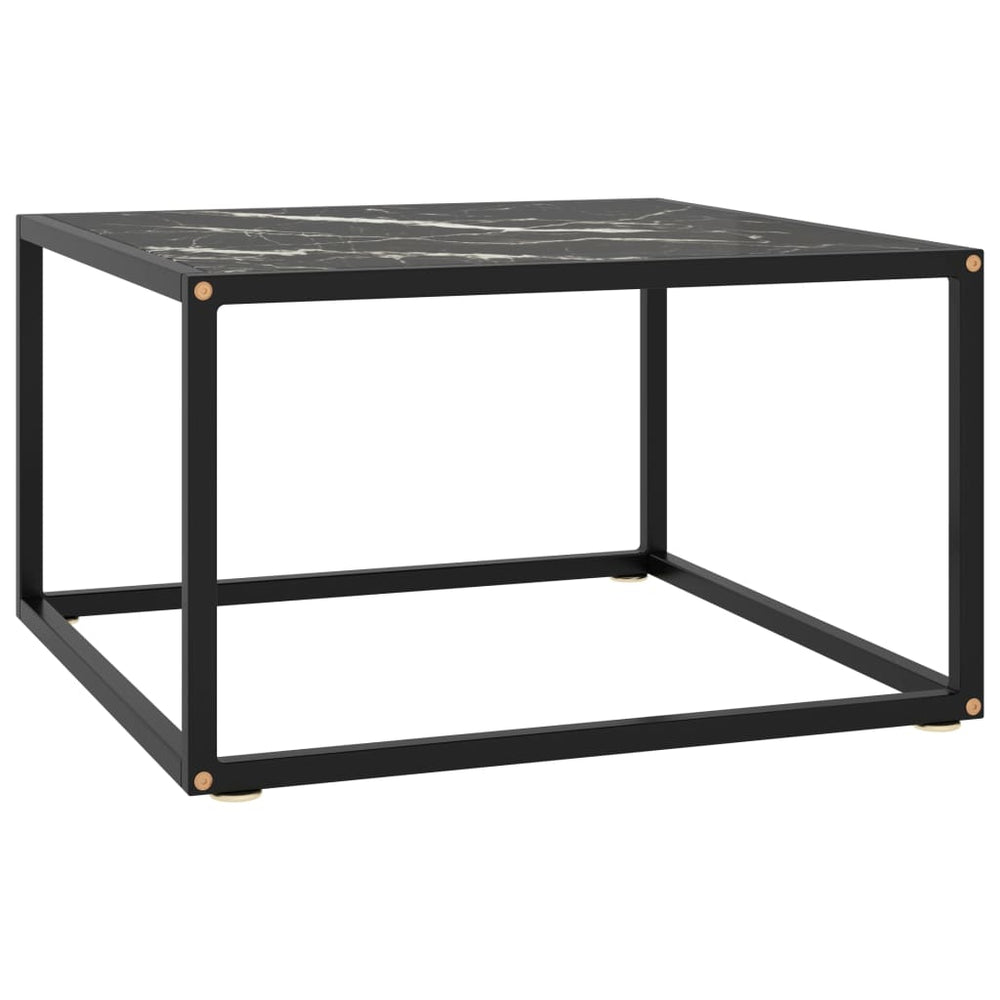 vidaXL Coffee Table Black with Black Marble-Look Glass 60x60x35