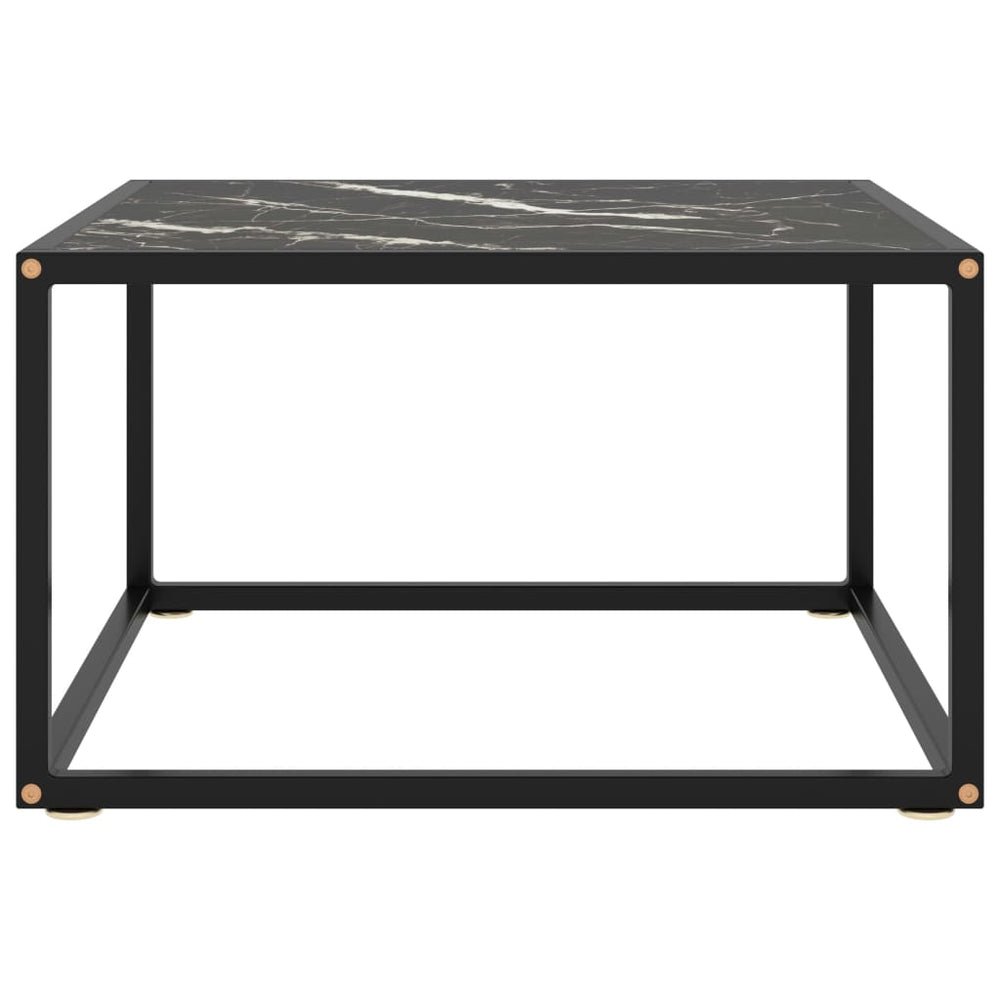 vidaXL Coffee Table Black with Black Marble-Look Glass 60x60x35