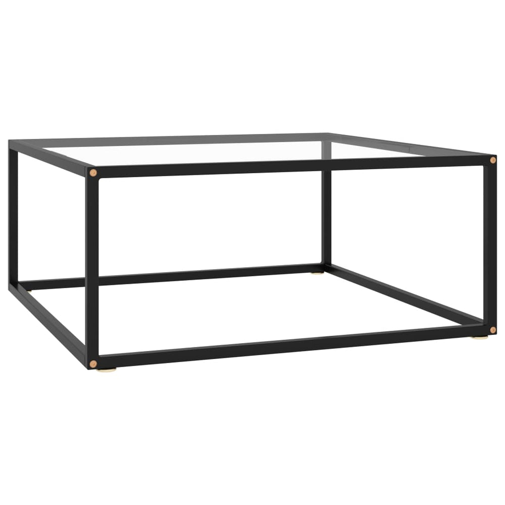 vidaXL Coffee Table Black with Tempered Glass 80x80x35 cm