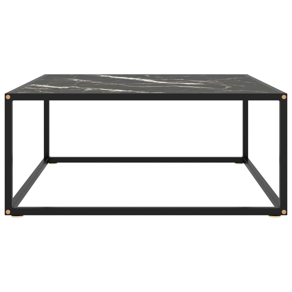 vidaXL Coffee Table Black with Black Marble-Look Glass 80x80x35