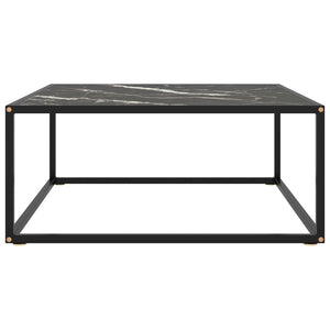 vidaXL Coffee Table Black with Black Marble-Look Glass 80x80x35