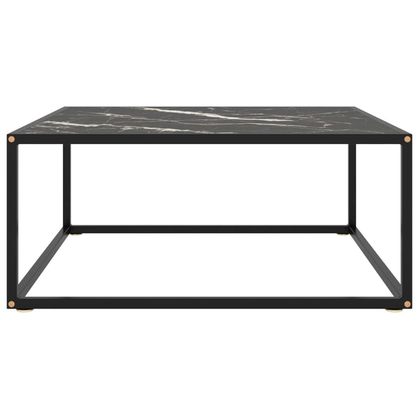 vidaXL Coffee Table Black with Black Marble-Look Glass 80x80x35