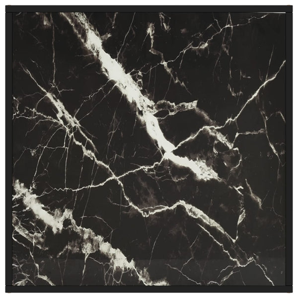 vidaXL Coffee Table Black with Black Marble-Look Glass 80x80x35