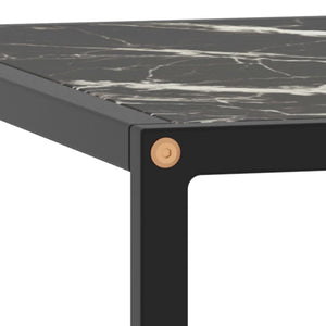 vidaXL Coffee Table Black with Black Marble-Look Glass 80x80x35