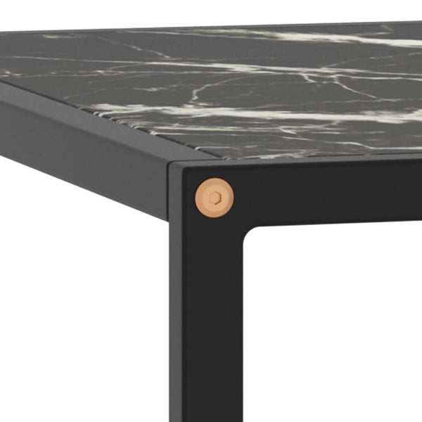 vidaXL Coffee Table Black with Black Marble-Look Glass 80x80x35
