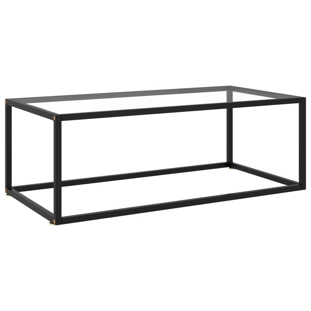 vidaXL Coffee Table Black with Tempered Glass 100x50x35 cm