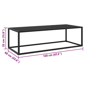vidaXL Coffee Table Black with Black Glass 120x50x35 cm